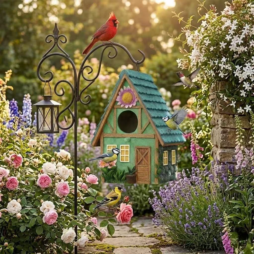 Hand-Painted Resin Birdhouses