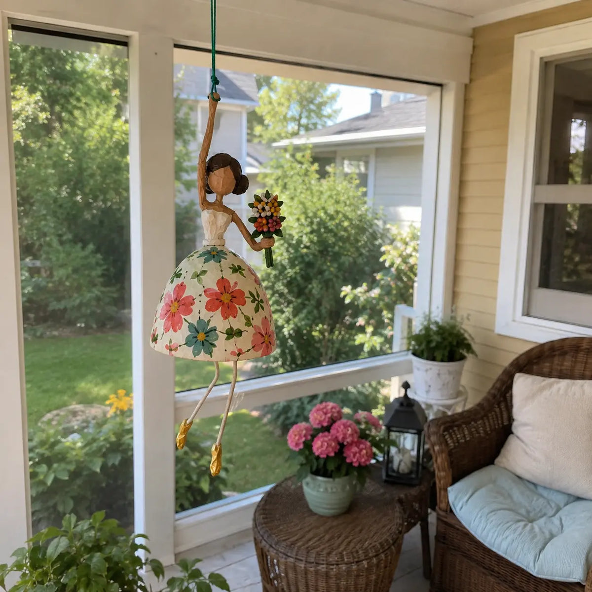 💃 Whimsical Dancing Lady Hanging Ornament | Folk-Art Porch & Window Decor