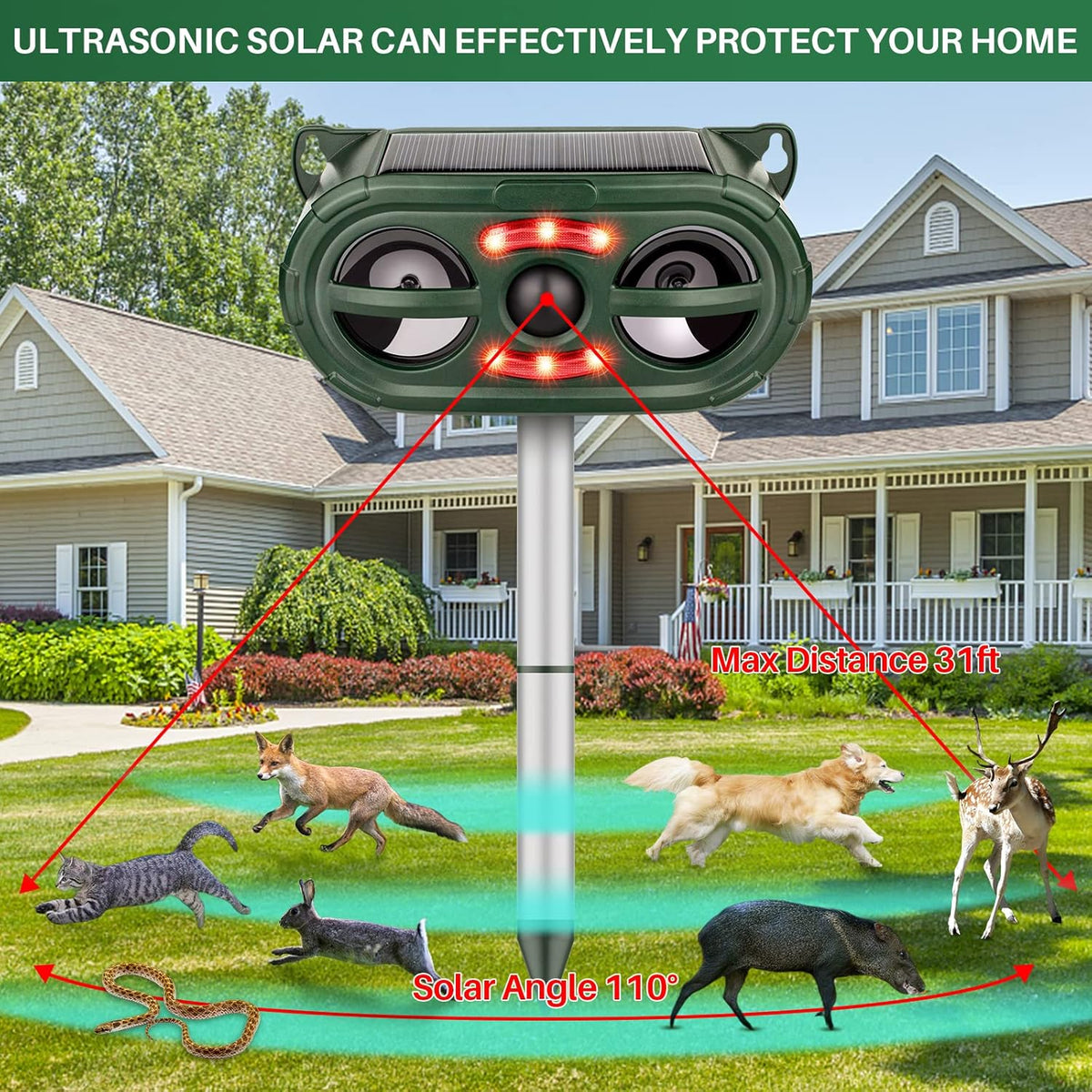 Solar-Powered Animal Repeller,Repellent for Outdoor Farm and Orchard Use