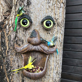Lifelike Tree Face Bird Feeder – Glowing Eyes Outdoor Yard Accent