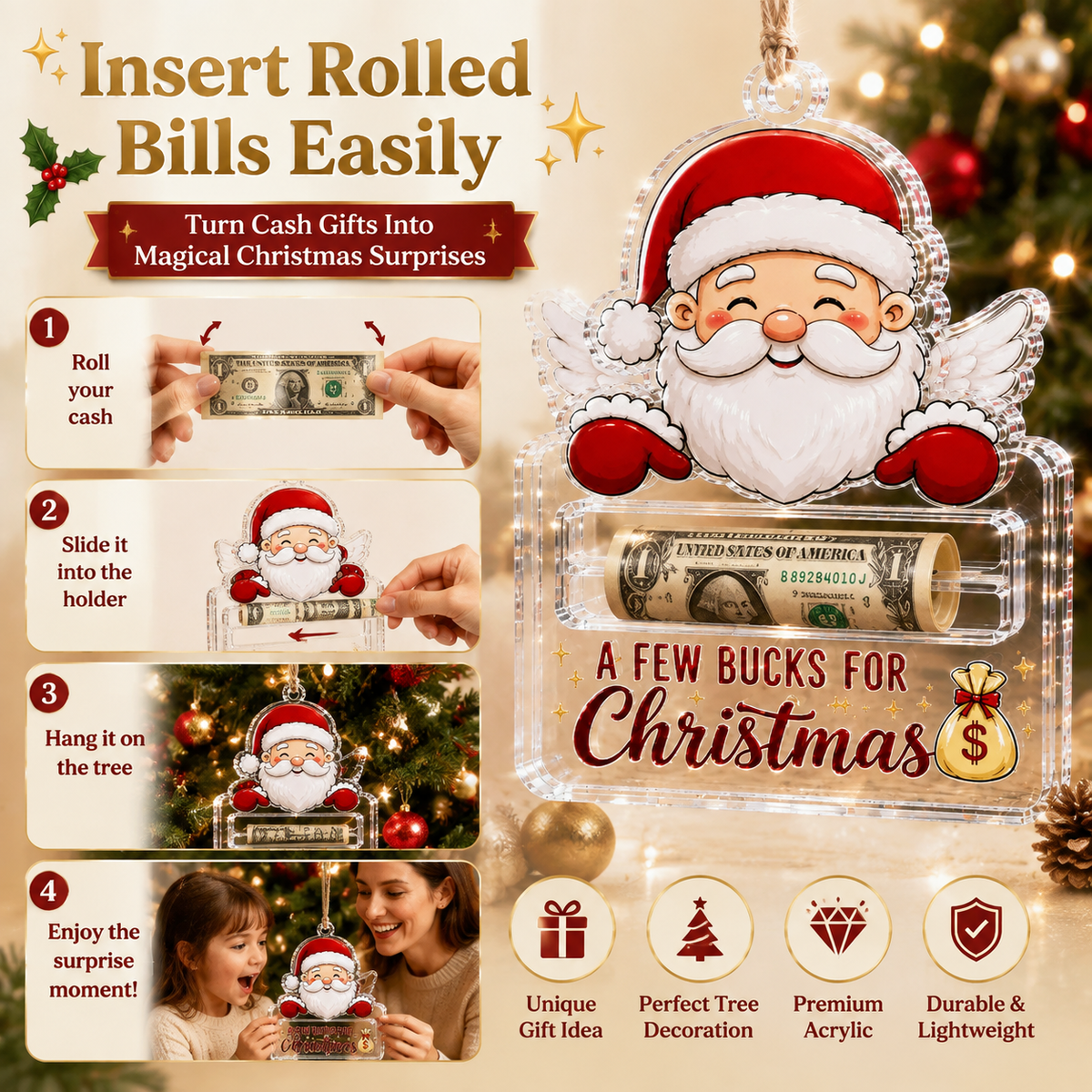 Crystal Acrylic Money Holder Ornament