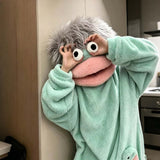 Funny Monster Hooded Fleece Robe 🐸💤