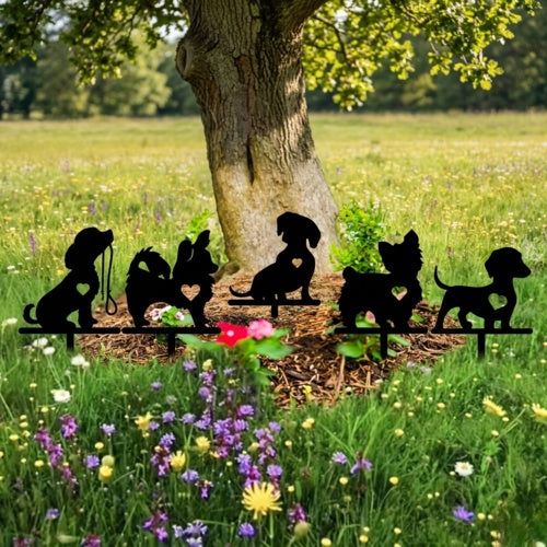 Freestanding Metal Dog Silhouette Garden Stake – Outdoor Pet Memorial Yard Decor