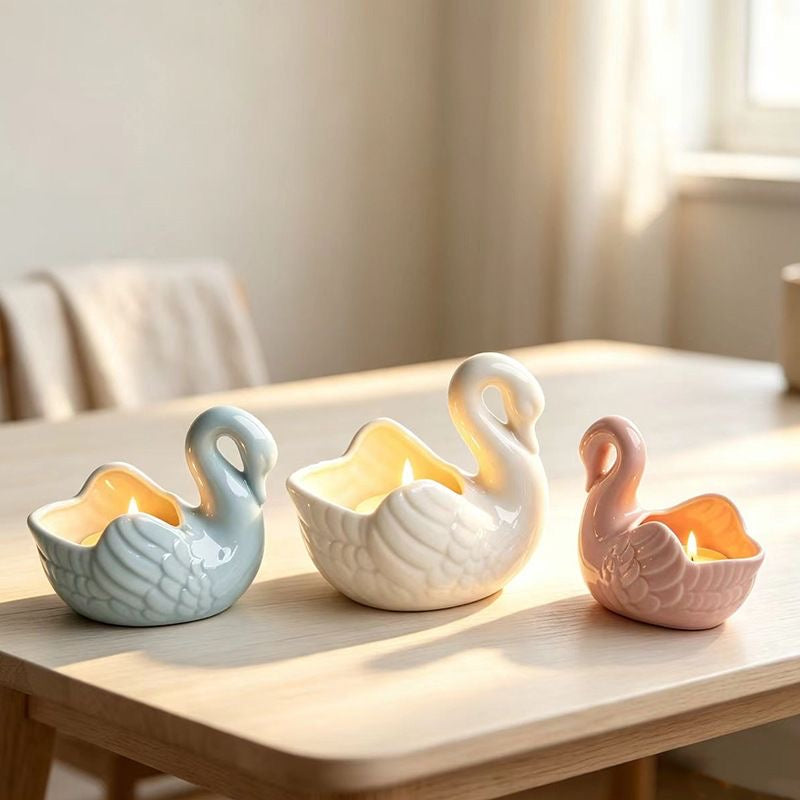 🦢🕯️ Cute Swan Ceramic Candle Holder – Home Decor & Gift