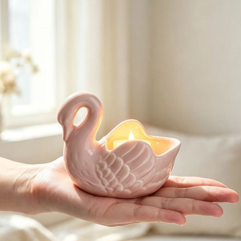 🦢🕯️ Cute Swan Ceramic Candle Holder – Home Decor & Gift