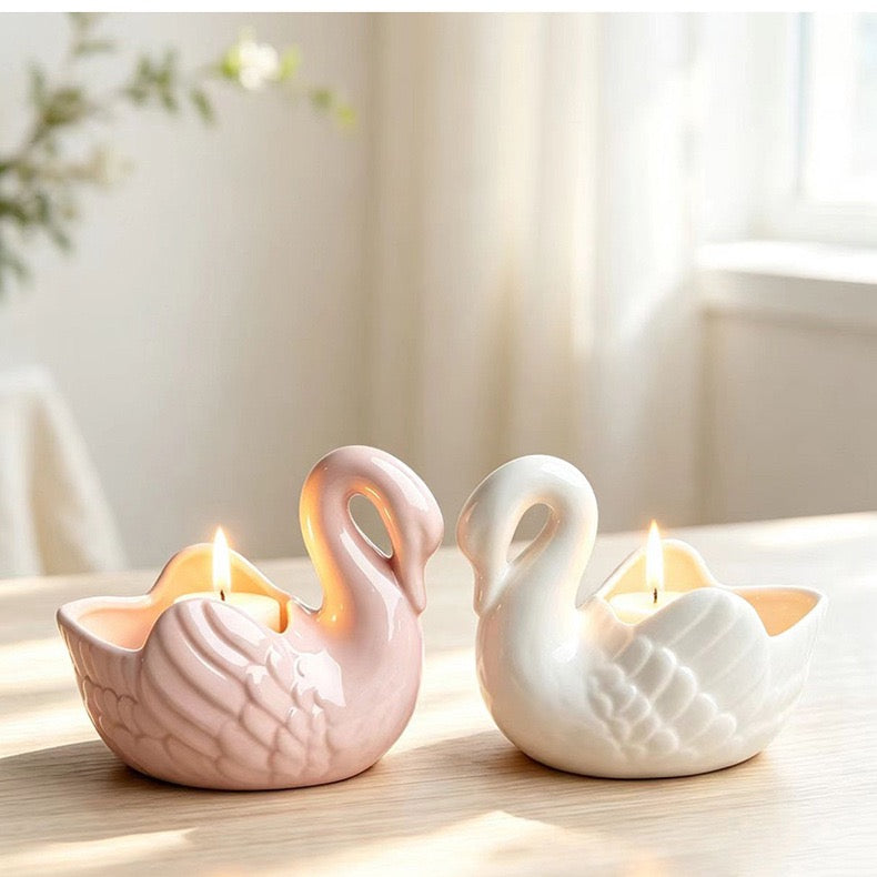 🦢🕯️ Cute Swan Ceramic Candle Holder – Home Decor & Gift