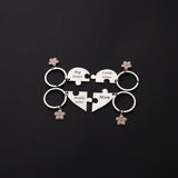 Mother & Three Daughters Puzzle Heart Keychain Set