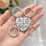 Mother & Three Daughters Puzzle Heart Keychain Set