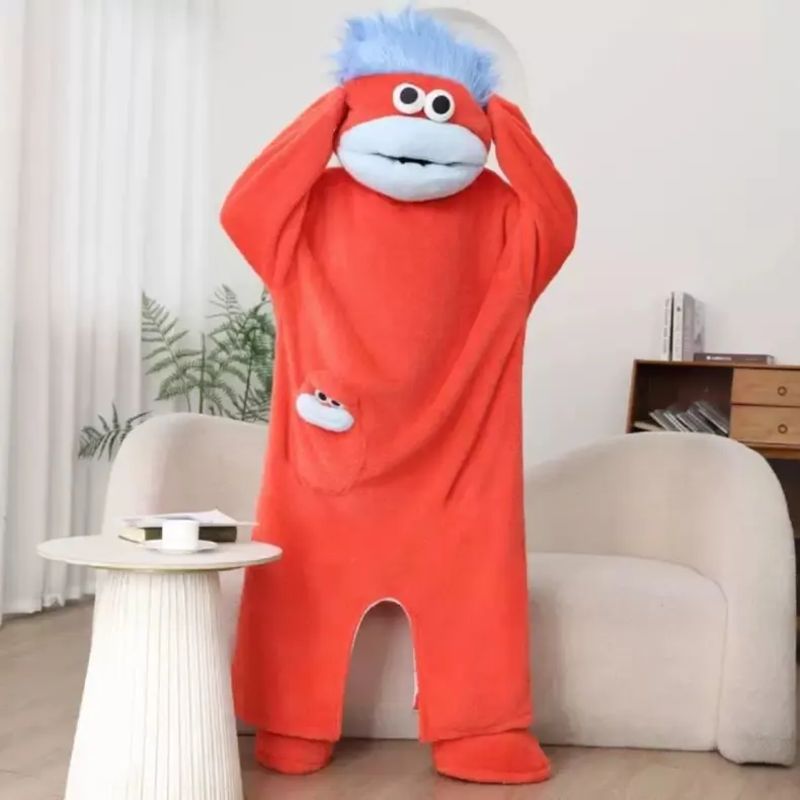 Funny Monster Hooded Fleece Robe 🐸💤