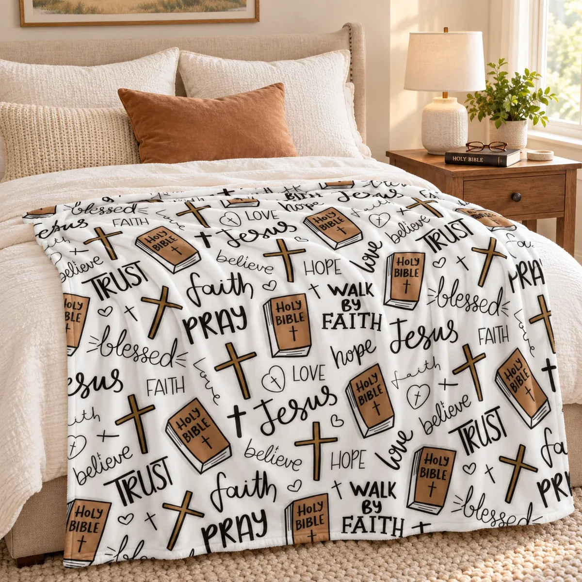 Walk by Faith Christian Bible Fleece Throw Blanket