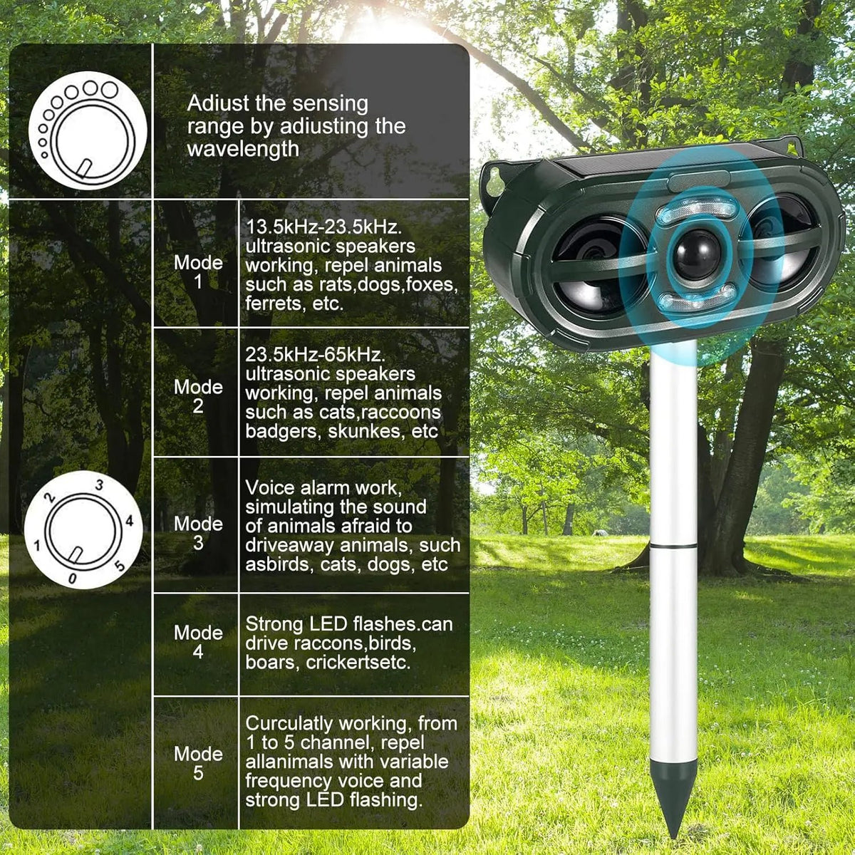 Solar-Powered Animal Repeller,Repellent for Outdoor Farm and Orchard Use
