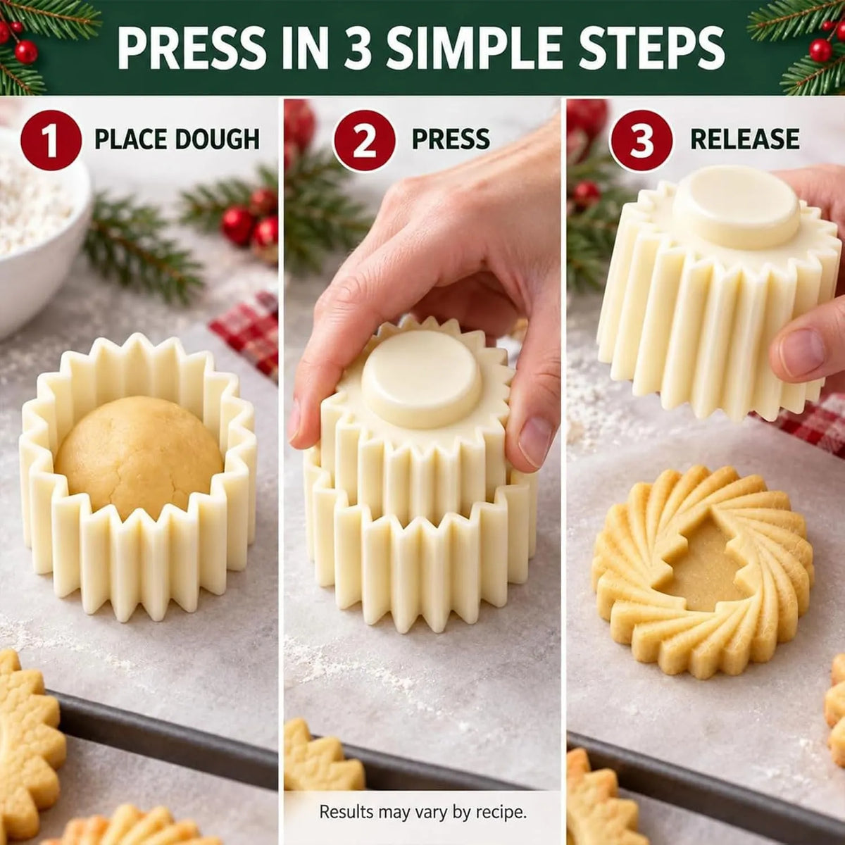 Christmas Tree Cookie Press 4 PCS
