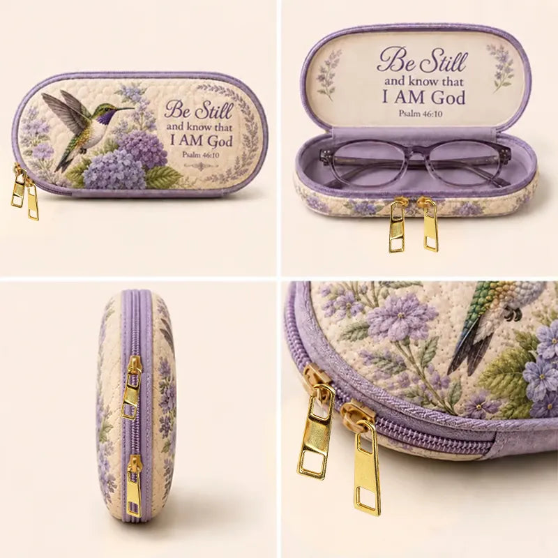 💜Be Still Hummingbird Quilted Glasses Case