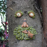 Glow-in-the-Dark Tree Face Bird Feeder – Funny Old Man Garden Decor Statue