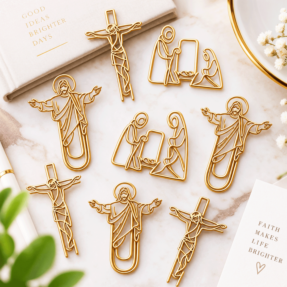 ✝️ Faith-Inspired Gold Paper Clips — Meaningful Christian Bookmarks