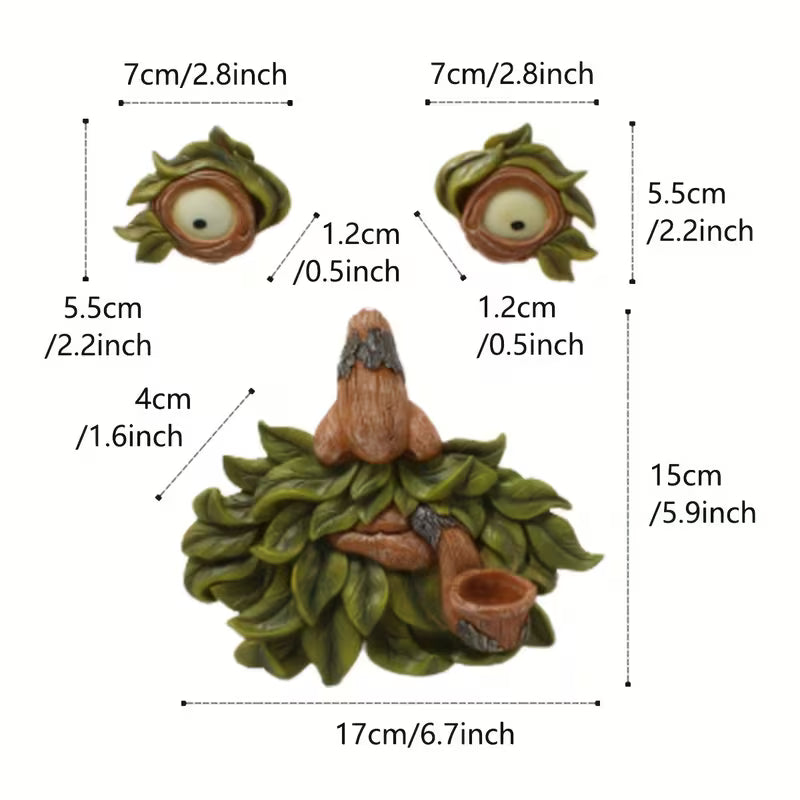 Glow-in-the-Dark Tree Face Bird Feeder – Funny Old Man Garden Decor Statue