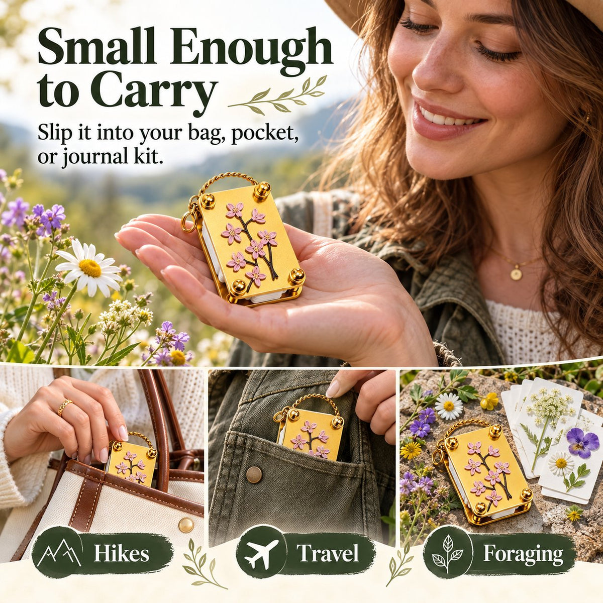 🌸 Mini Metal Flower Press – Pocket-Sized Botanical Press for Flowers & Leaves, Vintage Floral Craft Tool & Thoughtful Gift 🎁