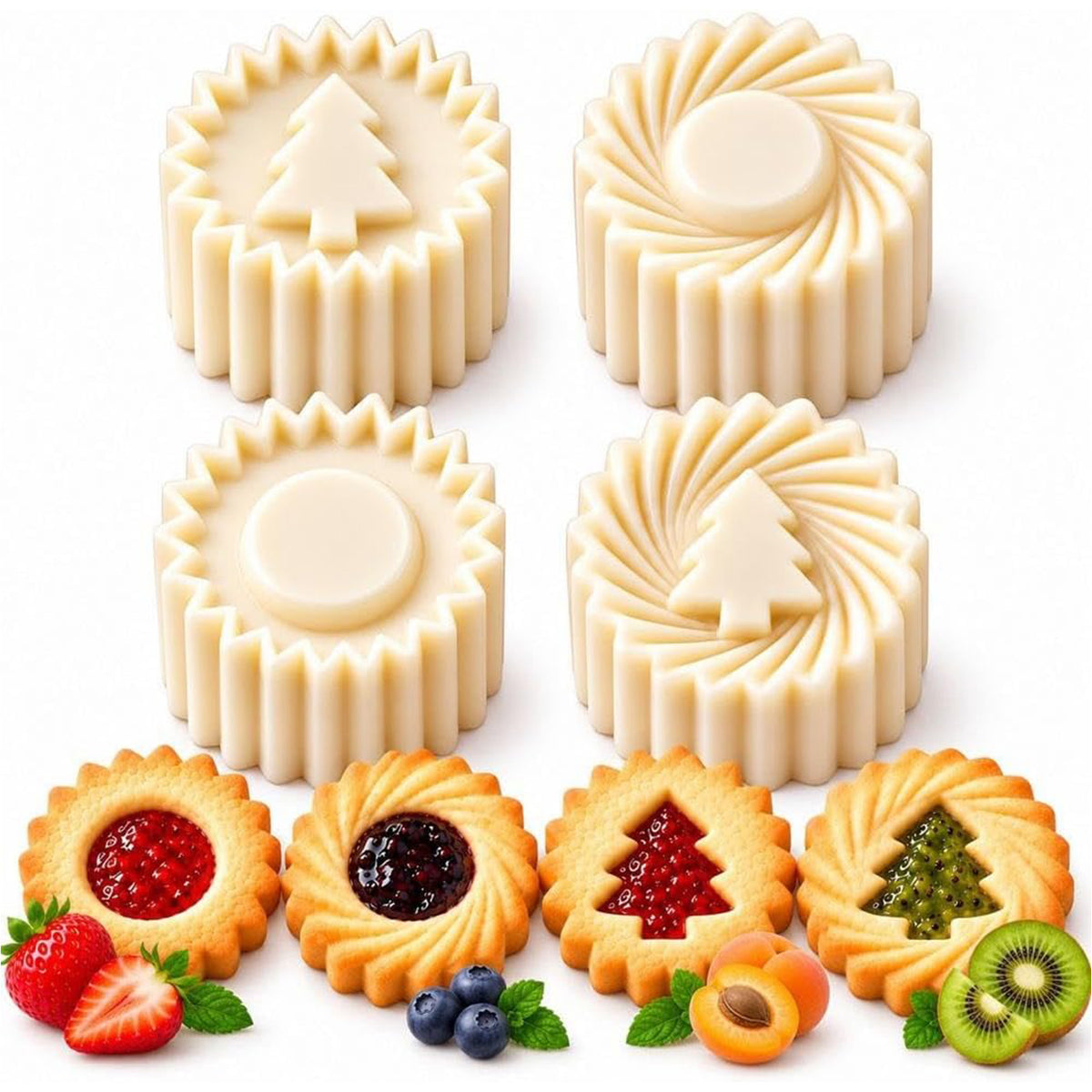 Christmas Tree Cookie Press 4 PCS