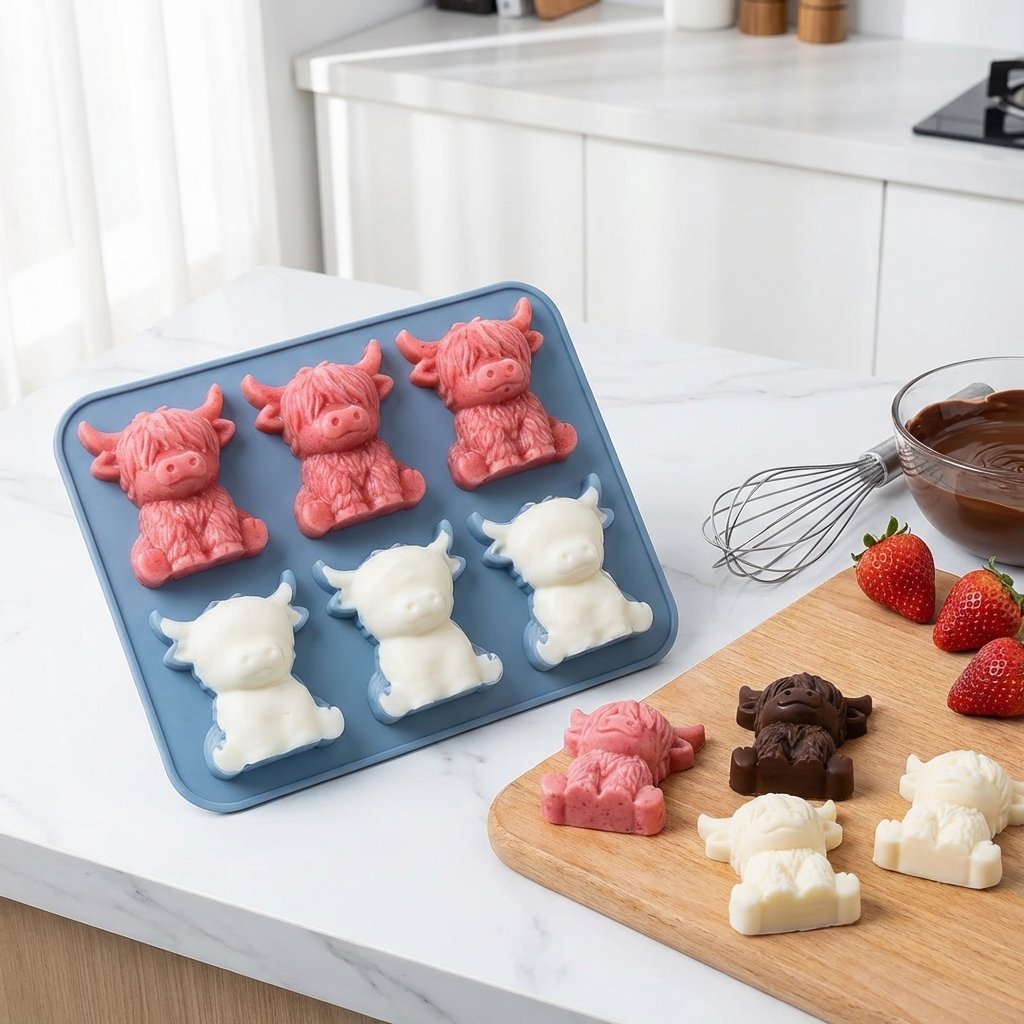 🐮 Mini Highland Cow Ice Cube & Dessert Mold 🧊