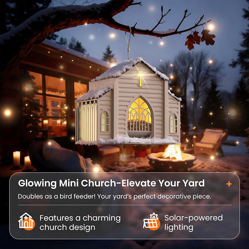 Church-Shaped Solar-Powered Bird Feeder