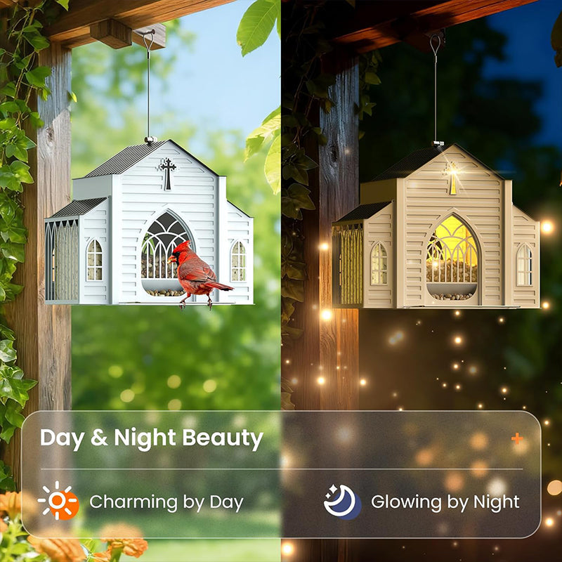Church-Shaped Solar-Powered Bird Feeder