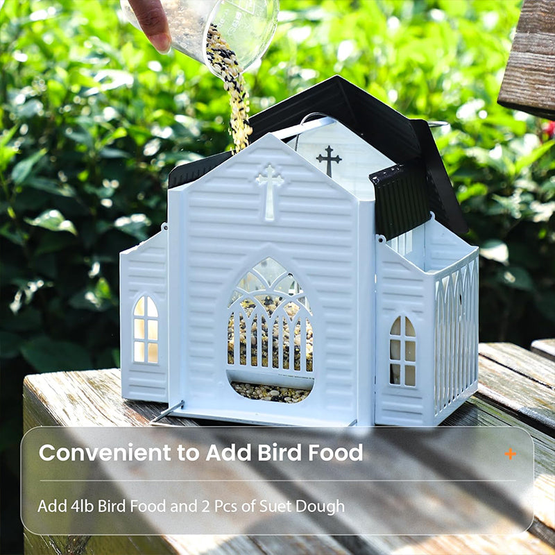 Church-Shaped Solar-Powered Bird Feeder