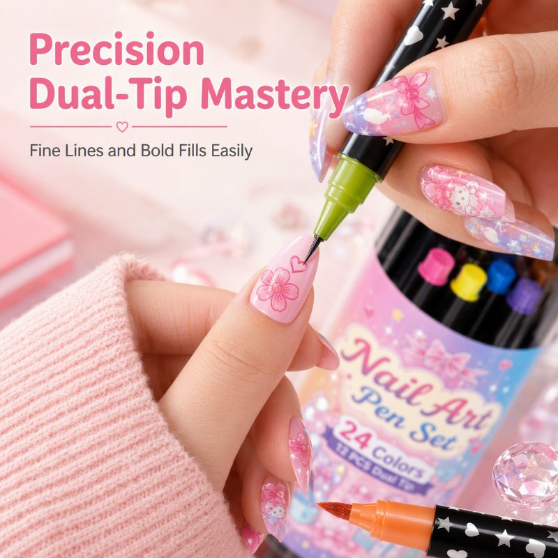 ⏳Time-Limited Special⏰24 Colors Dual Ended Nail Art Pens Set