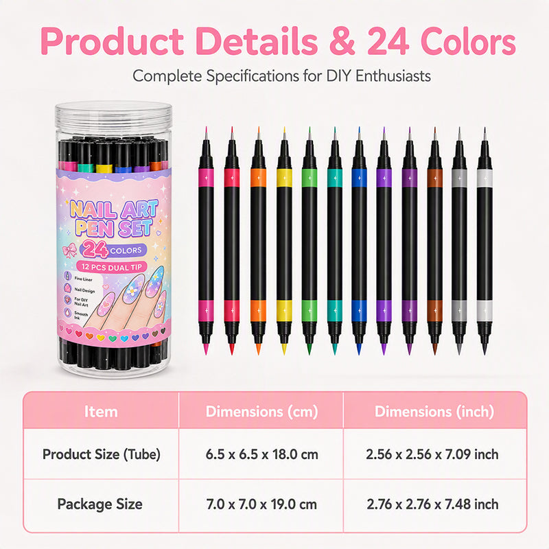 ⏳Time-Limited Special⏰24 Colors Dual Ended Nail Art Pens Set