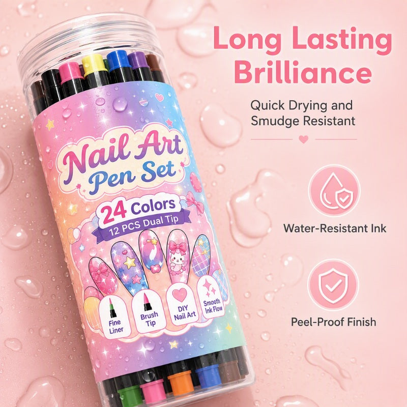 ⏳Time-Limited Special⏰24 Colors Dual Ended Nail Art Pens Set