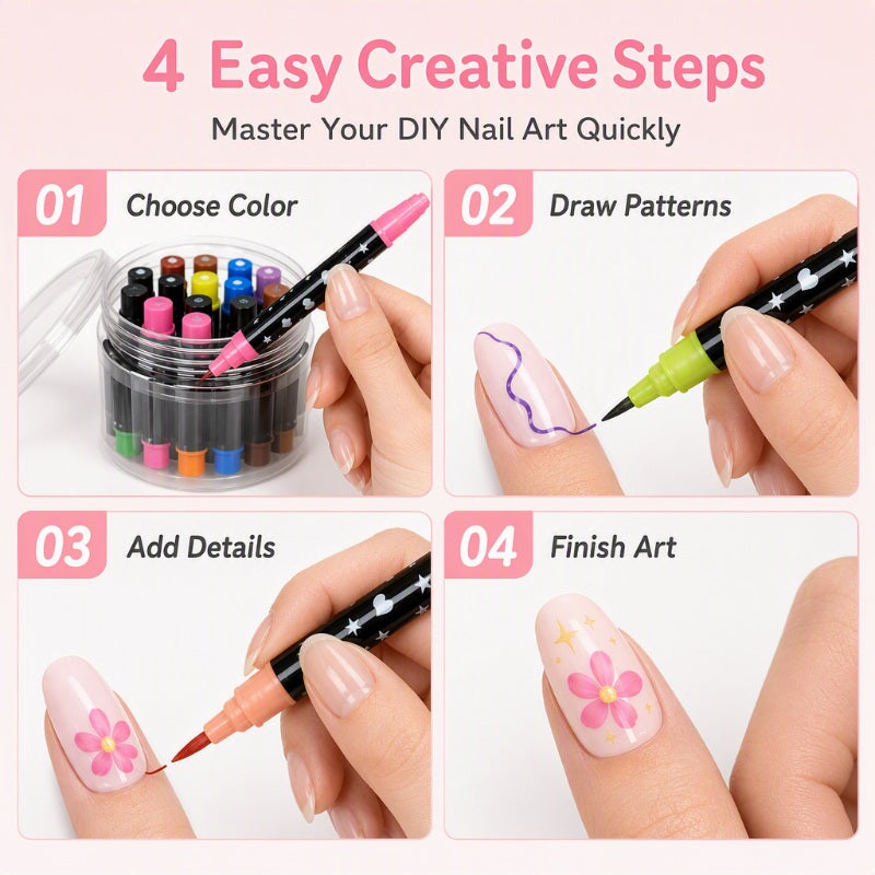⏳Time-Limited Special⏰24 Colors Dual Ended Nail Art Pens Set